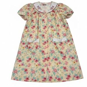 Lati Fashion Vtg Women's Floral Robe Button Front Sz L Grannycore Lesiure‎